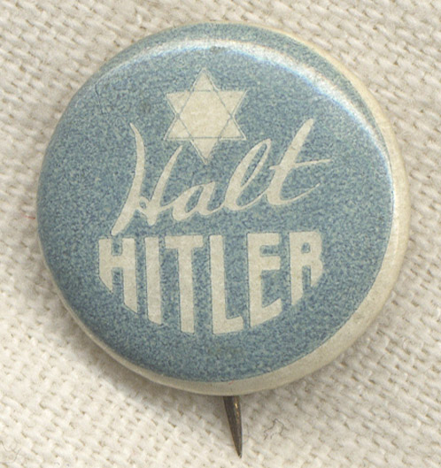 Rare 1930's Jewish Anti-Hitler Celluloid Pin