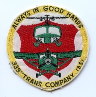 Rare Early Vietnamese-Made Bevo Pocket Patch for US Army 339th Transportation Co. Direct Support Ca.
