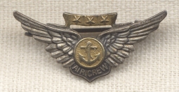 Rare WWII "Hat" or Lapel Size US Navy Air Crew Wing by H&H in Sterling