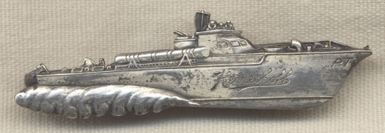 Rare WWII Sterling PT Boat Tie Bar for Herreshoff Boat Co.