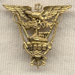 Rare 14 Karat Gold Engraved Class of 1922 US Naval Academy Pin