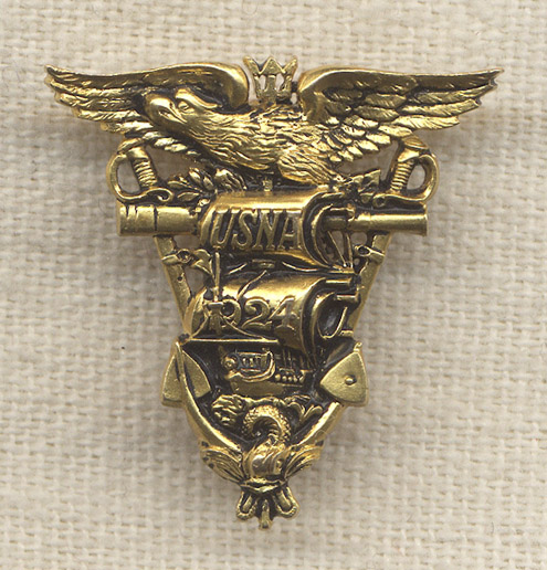 Rare Initialed US Naval Academy 1924 Class Pin in 14K Gold