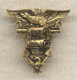 Rare Initialed US Naval Academy 1924 Class Pin in 14K Gold