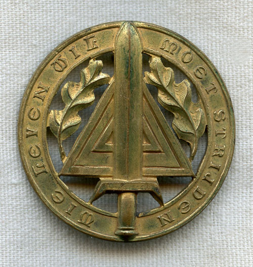 Rare WWII Flemish Nazi Party Gold Military Sports Badge