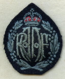 Rare WWII RAAF (Australian Air Force) NCO Hat Badge, Embroidered Variation, Padded for Servi