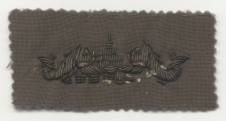 Rare WWII US Navy Submarine Chief Petty Officer Dolphin in Bullion on Grey Gabardine Wool
