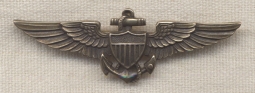 Rare WWII US Navy Sterling Shirt-Size Pilot Wing by Josiah Odence