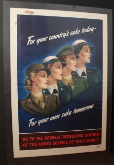 Classic WWII Recruiting Poster Showing Army, WAC, Navy Wave, Woman Marine, and USCG Spar