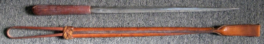 Wonderful Old Leather Riding Crop with Huge Concealed Three-Sided Blade Dagger