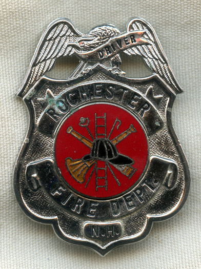 Nice Full-Size Rochester, New Hampshire Fire Department Driver Badge ...