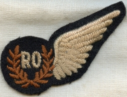 Nice Variant WWII RAF Radio Observer Wing. Partially Padded. Wing Only.