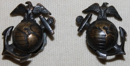 Nice, Salty Pair of USMC EM Undress "Greens" WWII Collar EGAs