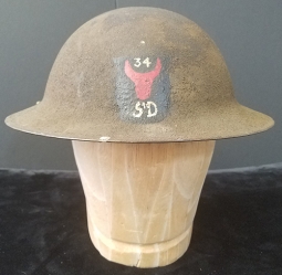 WWI US Army 34th Infantry "Sandstorm" Division Painted Combat Helmet