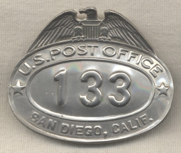 1920s-1930s United States Postal Cap Badge from San Diego, California
