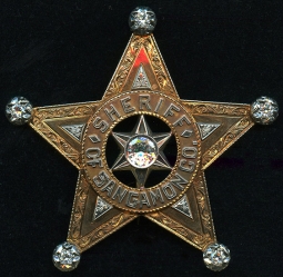 Absolutely Stunning 1946 Sangamon Co., IL Sheriff Badge of Meredith Rhule in 14K/18K Gold