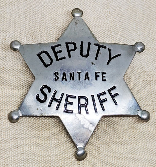 Rare 1930s Santa Fe County New Mexico Deputy Sheriff Badge 6pt Star by LAS&SCO