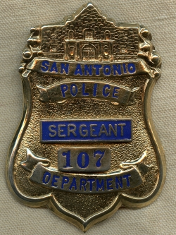 1960s - 1970s San Antonio Texas Police Sergeant Badge #107