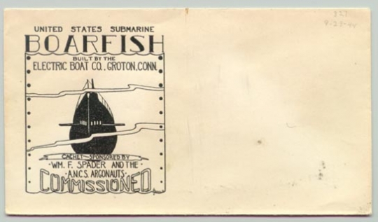 WWII USS Boarfish Commissioned Postal Cover
