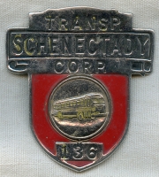 Classic 1950's Schenectady, NY Tarsportation Corp. Bus Driver Hat Badge