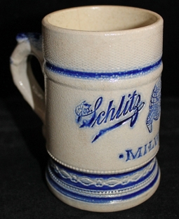 1890's Pre-Prohibition Schlitz Brewing Co. Advertising Beer Mug in Salt Glaze Stoneware