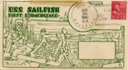 WWII USS Sailfish 1st Submergence Postal Cover