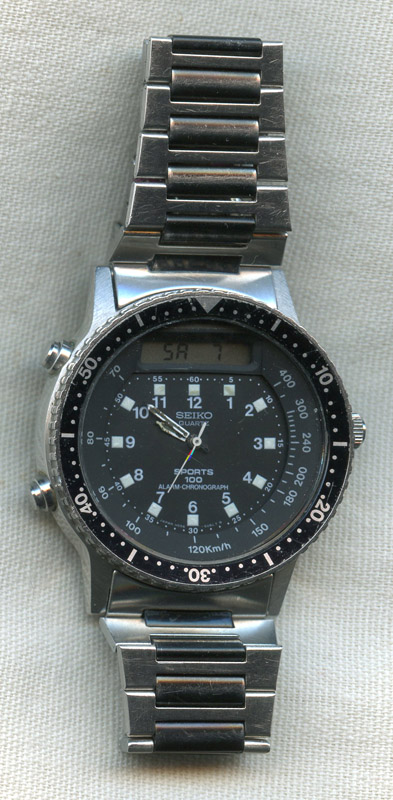 1984 Seiko Quartz Sports 100 Alarm Chronograph H556 5029 