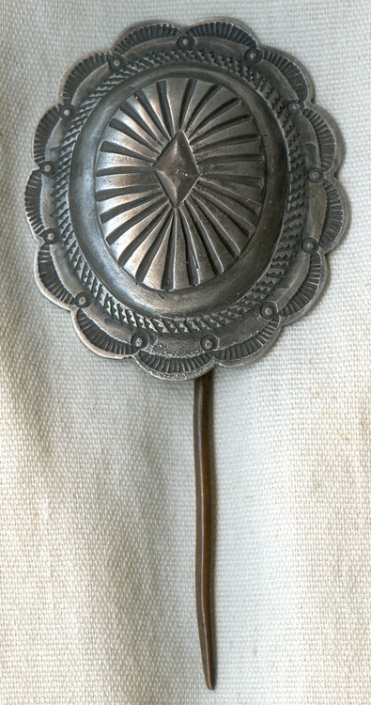 Circa 1900 Navajo Silver & Copper Serape Pin in Concho Style <p> NO LONGER AVAILABLE