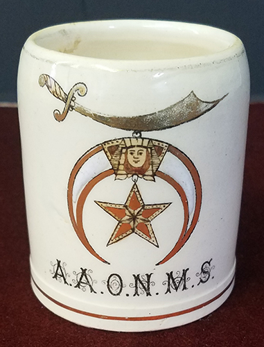 Great Ca. 1900 Shriners Miniature 1/8L Mug with Gilt & Enamel Logo