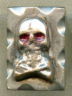 Great 1950's Mexican Biker Ring in Nickeled Brass with Skull & Bones design
