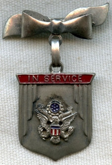 Sterling WWII US Army Son-in-Service Pin with Bow
