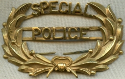 Nice 1900's - 1910's Special Police Wreath Hat Badge