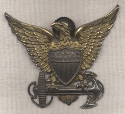 Sterling WWII US Coast Guard Officer Cap Badge by H&H