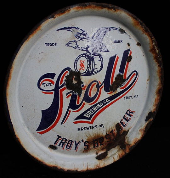Rare 1890's Stoll Brewing Co. Troy, New York Porcelain Enameled Beer Tray
