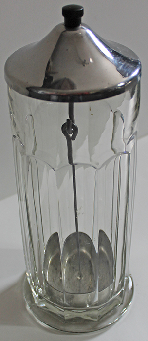 Beautiful 1930's - 40's Soda Fountain Straw Dispenser in Heavy Glass,  Chromed Brass, and Bakelite: Flying Tiger Antiques Online Store