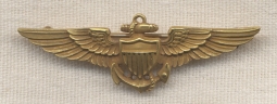 Stunning WWII US Navy Mess Dress Pilot Wing in 10K Gold by H&H