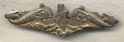 Rare WWII USN Submarine Dolpin Officer Badge by NANCO (Robbins)