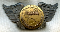 Early 1950s Transocean Air Lines (TALOA) Pilot Hat Badge 2nd Issue Type I by Granat Bros.