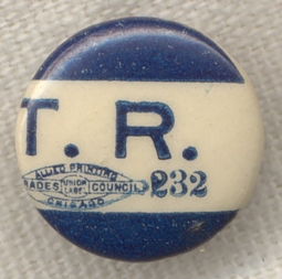 T. R. (for Teddy Roosevelt) Lapel Stud by Allied Printing of Chicago