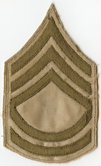 WWII Single US Army Rank Stripes for Technical Sergeant Embroidered Light Khaki Twill Nice Condition