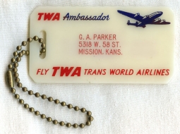 1950s Trans World Airlines (TWA) Ambassador Luggage Tag