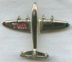 1950s Trans World Airlines (TWA) Plane Pin with Red and Green "Lights"