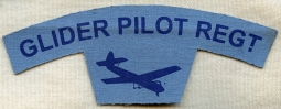 Rare Printed WWII UK Glider Pilot Regiment Shoulder Title for Battle Dress Uniform