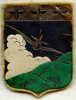 ID'd! 1930's French Civil Aviation Glider Club Badge/Patch Stamped/Painted Leather & Felt