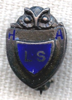 BEING RESEARCHED - Sterling Enameled Owl "H.A.L.S." Pin - NOT FOR SALE UNTIL IDENTIFIED