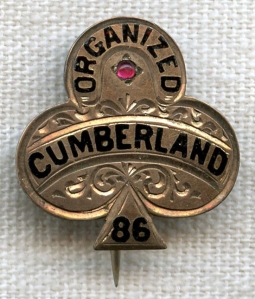 BEING RESEARCHED - "Cumberland Organized 86" Club-Shaped Pin - NOT FOR SALE UNTIL IDENTIFIED