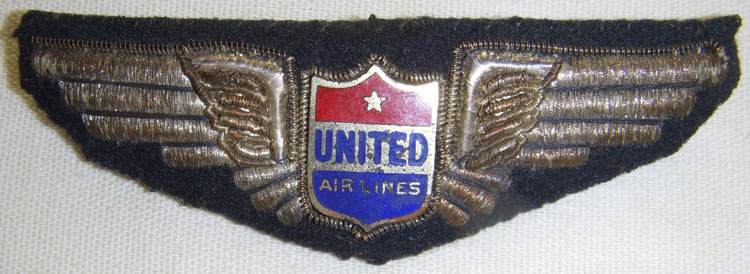Wonderful WWII Era United Air Lines 2nd Issue Pilot Wings Bullion with ...