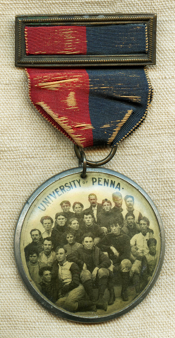 Ext rare 1896 univ of pennsylvania football team large celluloid badge