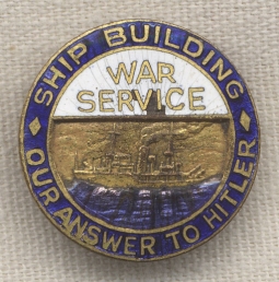 Unusual Numbered WWII United States Ship Building Patriotic Badge
