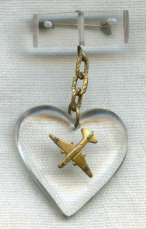 Great WWII USAAF Douglas A-20 Havoc Bomber Sweetheart Pin in Aircraft Windshield Plexiglass