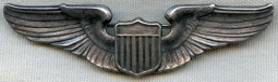 Beautiful Early WWII USAAF "Issue" Pilot Wing in Die-Stamped Sterling Silver